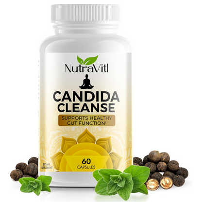 Candida Cleanse Detox For Women & Men Supplement with Oregano Leaf, Black Walnut, and Caprylic Acid for gut and yeast support